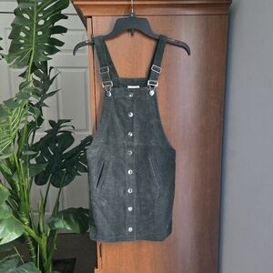 Harper Dark Green Mini Corduroy Dress